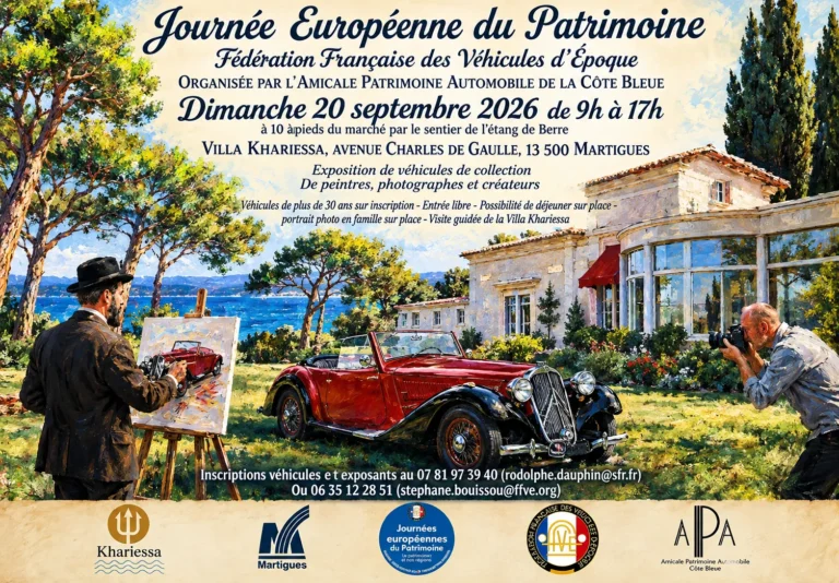 🏛️ Journée du Patrimoine 2026 : voitures de collection à la Villa Khariessa de Martigues
