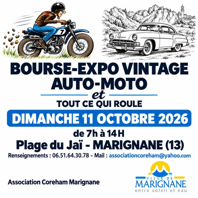 Autos et motos anciennes à l&rsquo;honneur : nouvelle bourse-expo Plage du Jaï à Marignane